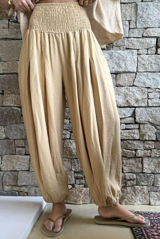 Basso Shirring Genie Pant Camel